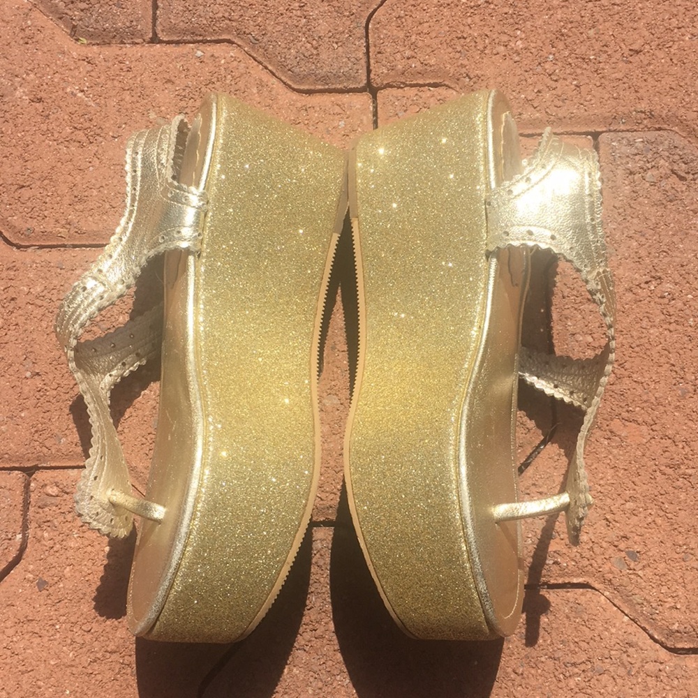 XTC MELROSE💦HIGH PLATFORM GOLD GLITTER FLIP FLOPS